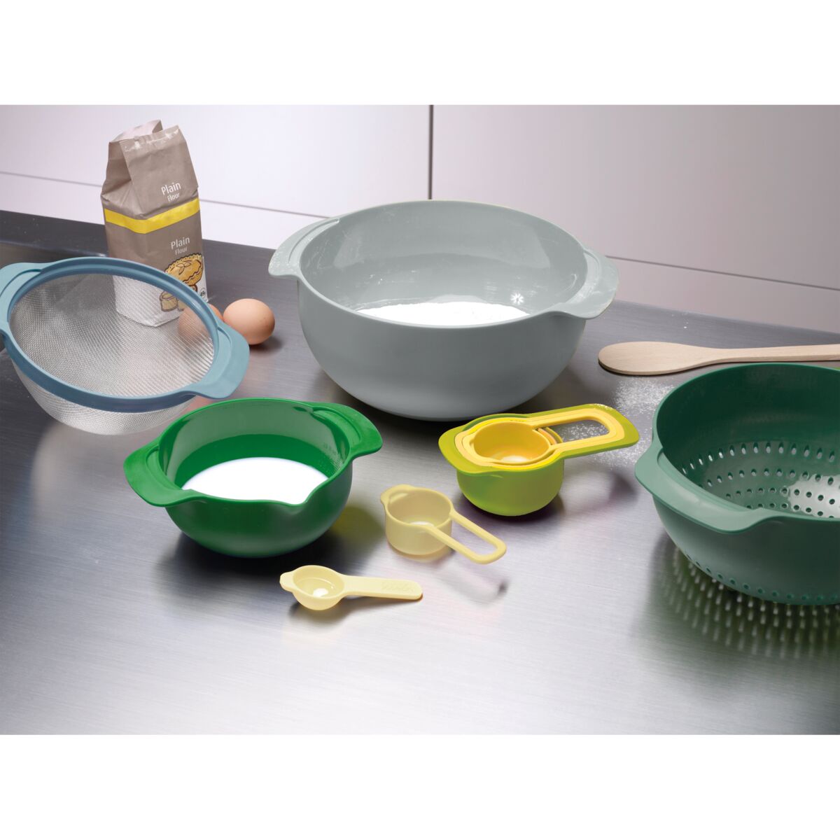 Joseph Joseph 9Piece Dishwasher Safe Compact Nesting Plus Bowl Set Multicolor Kitchen Gadgets